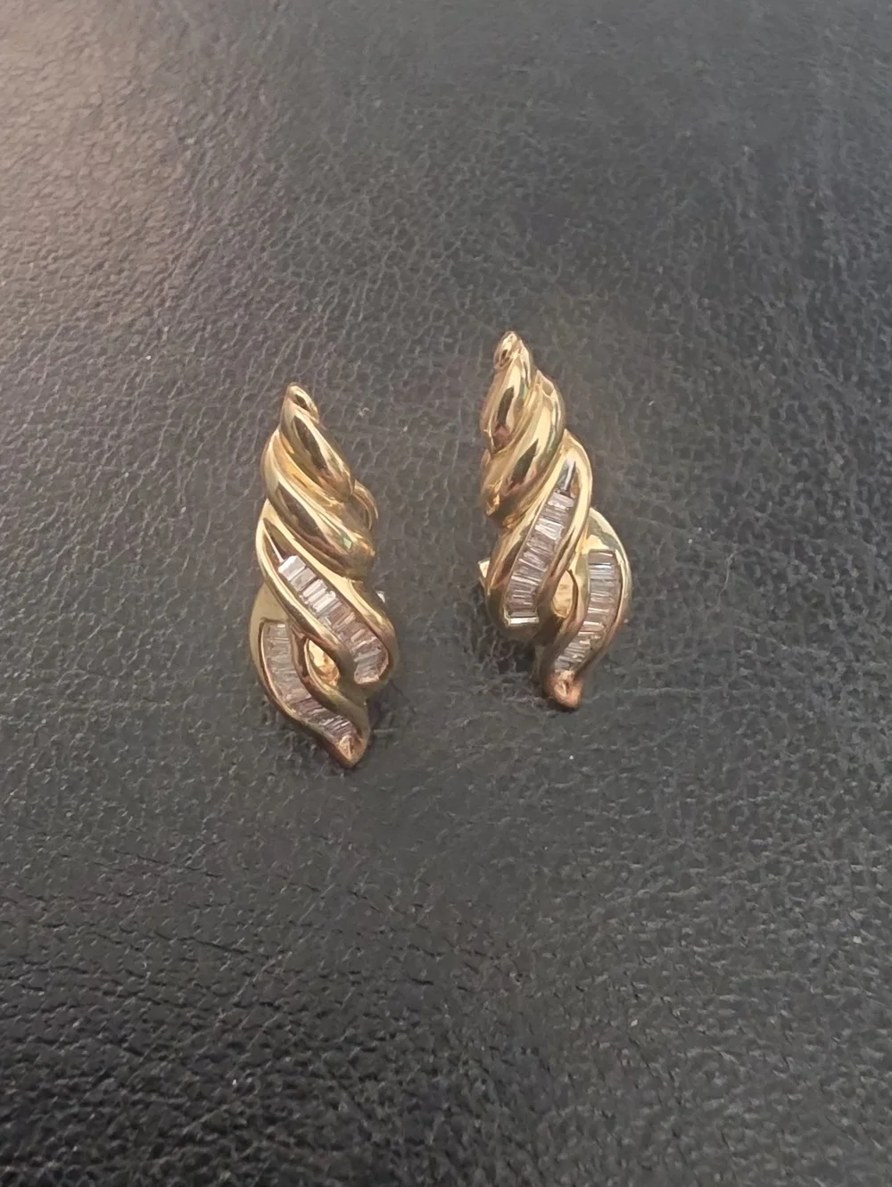 10k Diamond Baguette Post Earrings